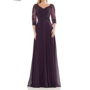 NEW MARSONI BY COLORS v-neck a-line evening dress in eggplant